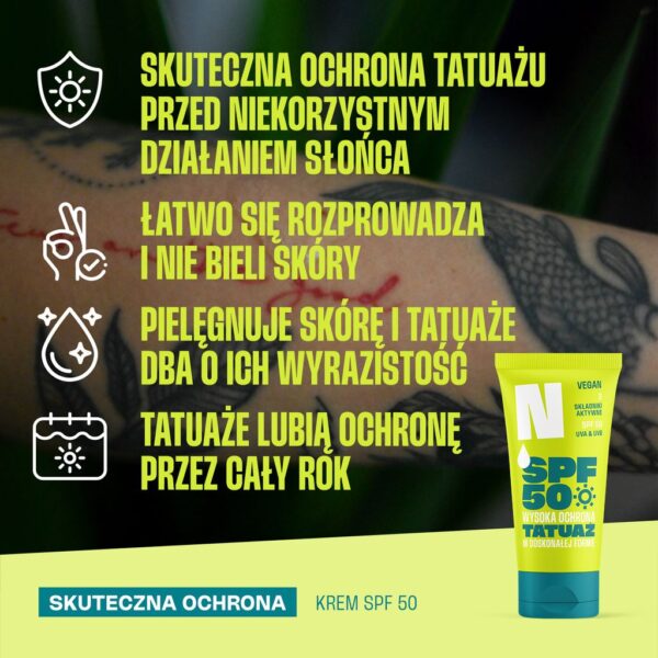 Neba krem do tatuażu SPF50 - zalety