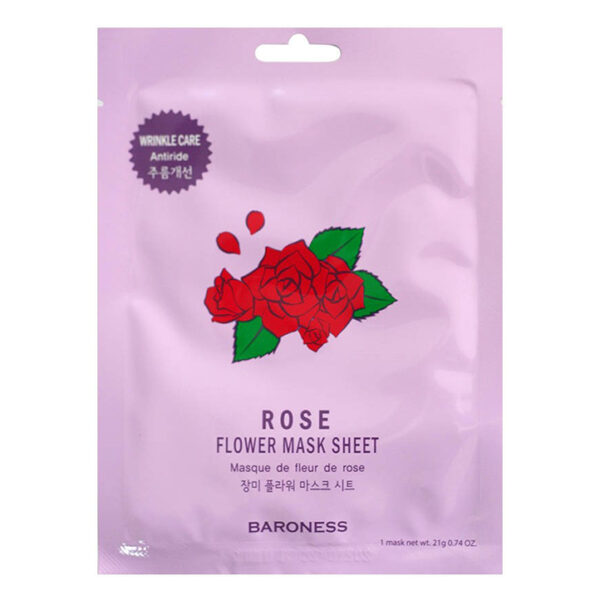 Maska do twarzy w płachcie z ekstraktem z kwiatu róży Baroness 21 g
