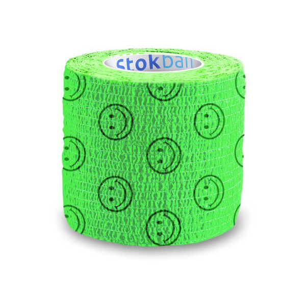 Taśma bandaż zielony w uśmiechy 5cm x 4.5m do gryfów Stokban